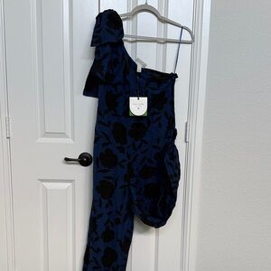 Kate Spade Navy and Black Floral Jumpsuit